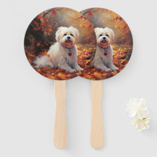 Malti Tzu in Autumn Leaves Fall Inspire Hand Fan