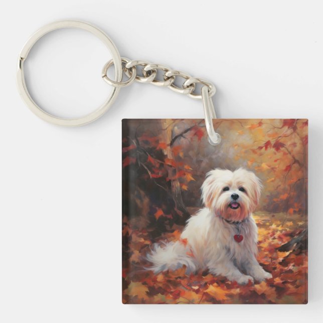 Malti Tzu in Autumn Leaves Fall Inspire Key Ring (Front)