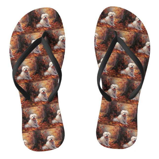 Malti Tzu in Autumn Leaves Fall Inspire Thongs (Footbed)