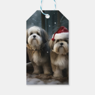 Malti tzu Snowy Sleigh Christmas Decor Gift Tags