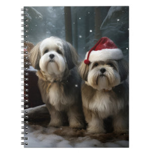 Malti tzu Snowy Sleigh Christmas Decor Notebook
