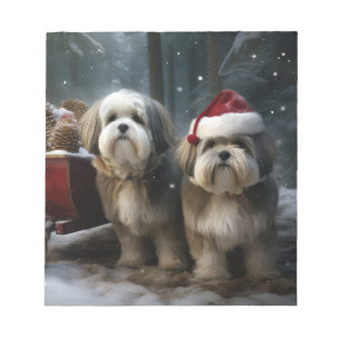 Malti tzu Snowy Sleigh Christmas Decor Notepad