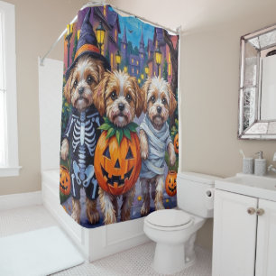 Malti Tzu Trick-or-Treating in Halloween Costumes Shower Curtain