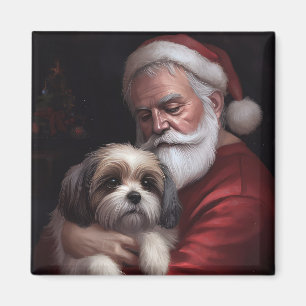 Malti Tzu With Santa Claus Festive Christmas Magnet