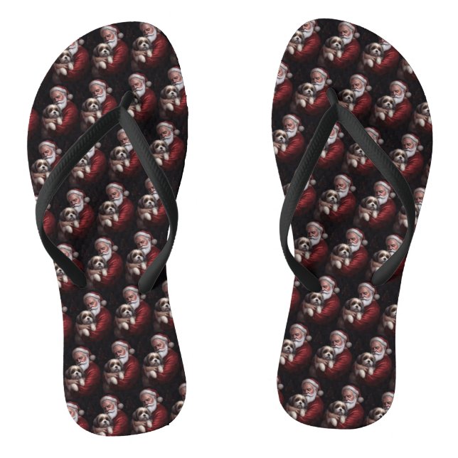 Malti Tzu With Santa Claus Festive Christmas Thongs (Footbed)
