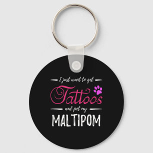 Maltipom Dog Lover Tattoo Funny Dog Mum Gift Idea Key Ring