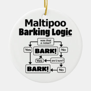 Maltipoo Barking Logic Ceramic Ornament