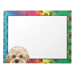 Maltipoo colourful dog paw pattern notepad