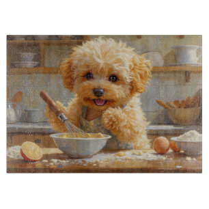 Maltipoo Cooking in Kitchen Cutting Board