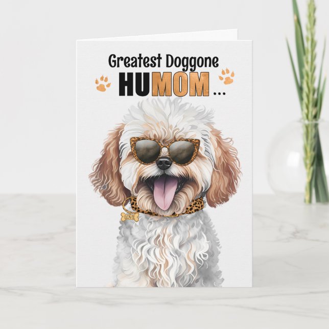 Maltipoo Dog Best HuMOM Ever Mother's Day Holiday Card (Front)