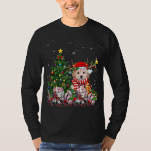 Maltipoo Dog Christmas Tree Lights Santa Pyjamas X T-Shirt