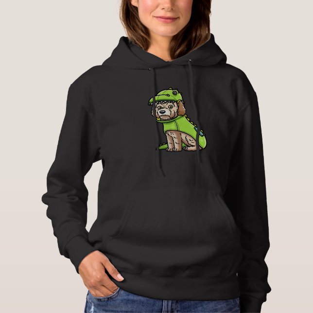 Maltipoo Dog In Dinosaur Costume Premium Hoodie (Front)
