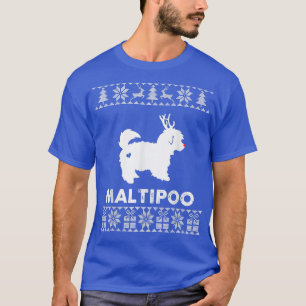 Maltipoo Dog Lover Christmas Reindeer Ugly Christm T-Shirt