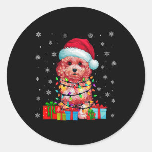 Maltipoo Dog Ugly Xmas Lights Santa Maltipoo Dog C Classic Round Sticker