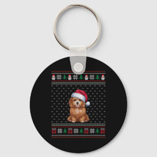 Maltipoo Dog Wearing Santa Hat Ugly Xmas Dog Lover Key Ring