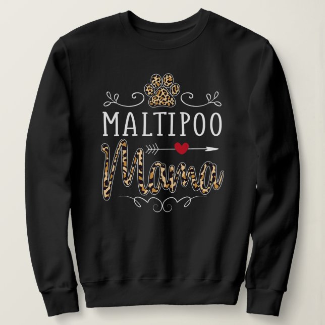 Maltipoo Mama Leopard Print Women Dog Mum Sweatshirt (Design Front)