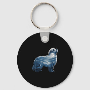 Maltipoo moonlit forest dog lover mountain artwork key ring