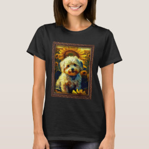 Maltipoo Painting Sunflower Flower Mom Women Flora T-Shirt