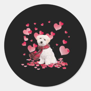 Maltipoo Valentines Day Heart Funny Dog Lover Classic Round Sticker