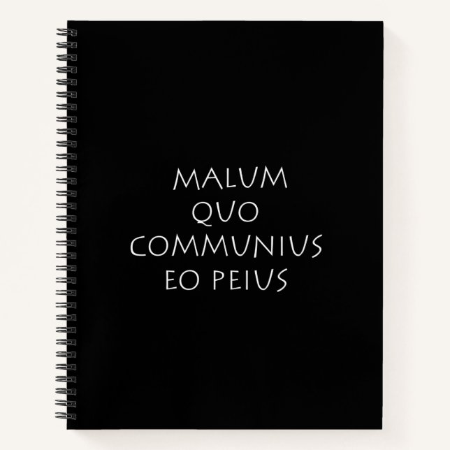 Malum quo communius eo peius notebook (Front)
