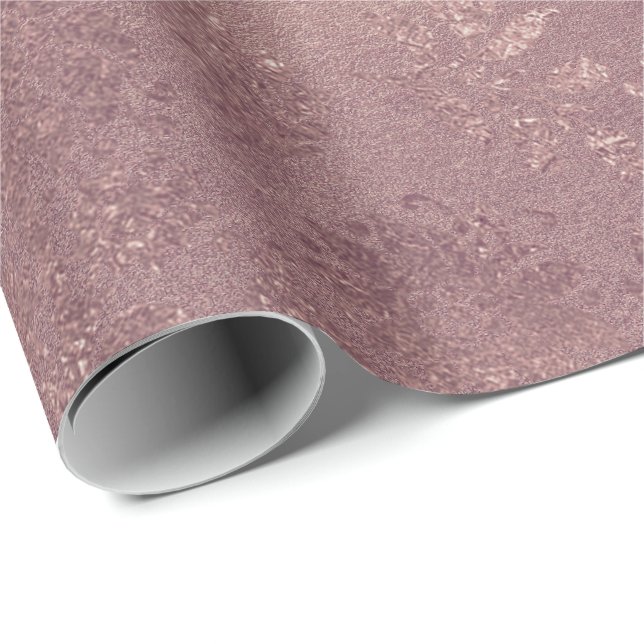 Malve Pink Gold Blush Delicate Floral Ornament Wrapping Paper (Roll Corner)