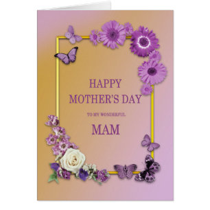 Mam Mothers Day Flowers and Butterflies