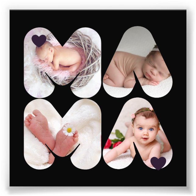 MAMA 4 x Photo Collage Gift For Mothers, Mum, (Front)