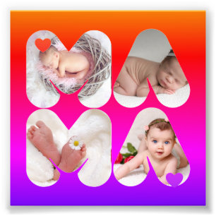 MAMA 4 x Photo Collage Gift For Mothers, Mum, Print