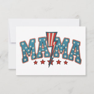 Mama 4th Of July Patriotic Mum Lightning Bolt Thank You Card
