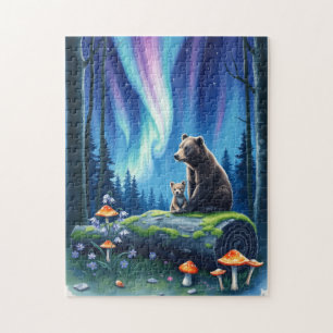 Mama and Baby Bear and the Northern Lights Jigsaw Puzzle