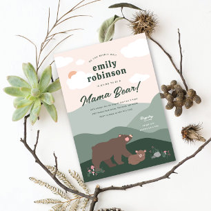 Mama and Baby Bear Mountain Range Baby Shower Invitation