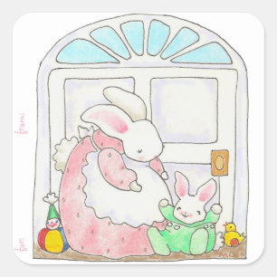 Mama and Baby Bunny Sticker gift tag