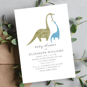 Mama and Baby Dinosaur Boy Baby Shower Invitation