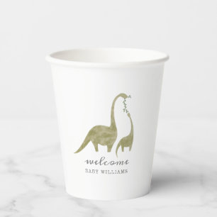 Mama and Baby Dinosaur Neutral Baby Shower Paper Cups