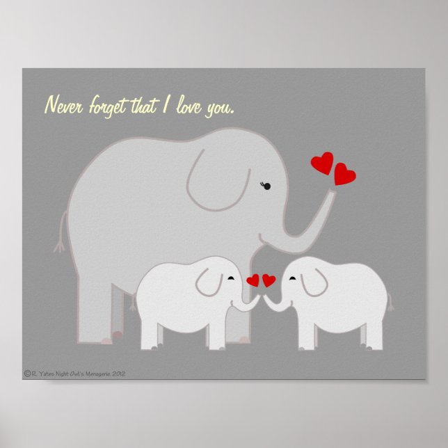 Mama and Baby Elephants Greys Poster (Front)