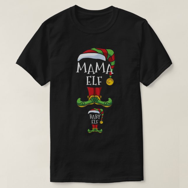 Mama And Baby Elf Pregnancy Matching Family Christ T-Shirt (Design Front)