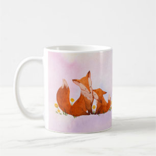 Mama and baby fox coffee mug