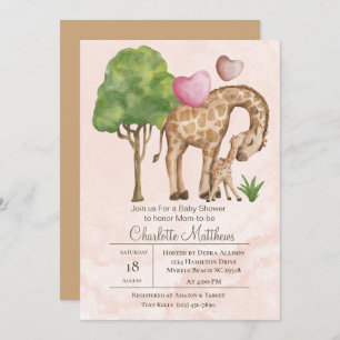 Mama and Baby Giraffe Jungle Sarfari Baby Shower   Invitation