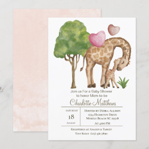 Mama and Baby Giraffe Jungle Sarfari Baby Shower Invitation