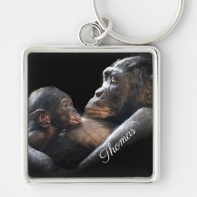 Mama and Baby Gorilla Key Ring (Front)