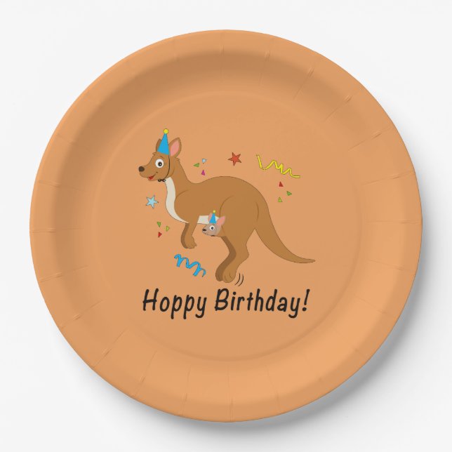 Mama and Baby in Birthday Hats Paper Plate (Front)