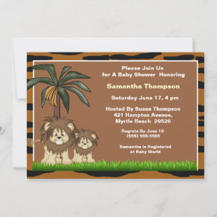 Mama and Baby Lion Baby Shower Invitations