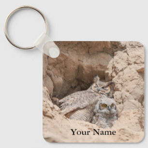 Mama and Baby Owl Keychain - Add Your Name