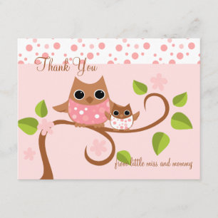 Mama and Baby Owl Thank You Card