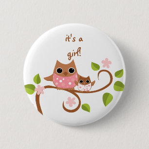 Mama and Baby Owls 6 Cm Round Badge