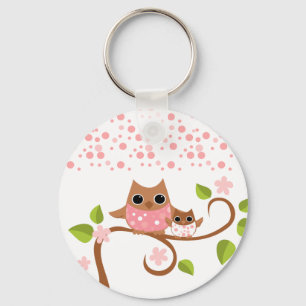 Mama and Baby Owls Key Ring