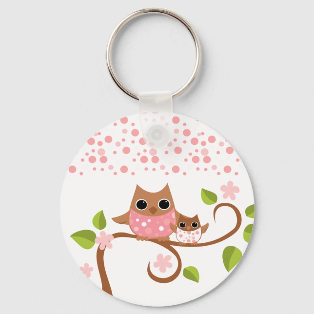 Mama and Baby Owls Key Ring (Front)