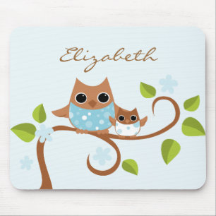 Mama and Baby Owls Mouse Pad