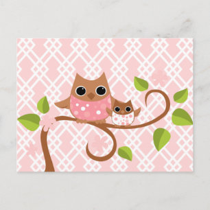 Mama and Baby Owls Postcard