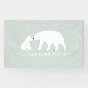 Mama and Baby Polar Bear Snow Blue Baby Shower Banner